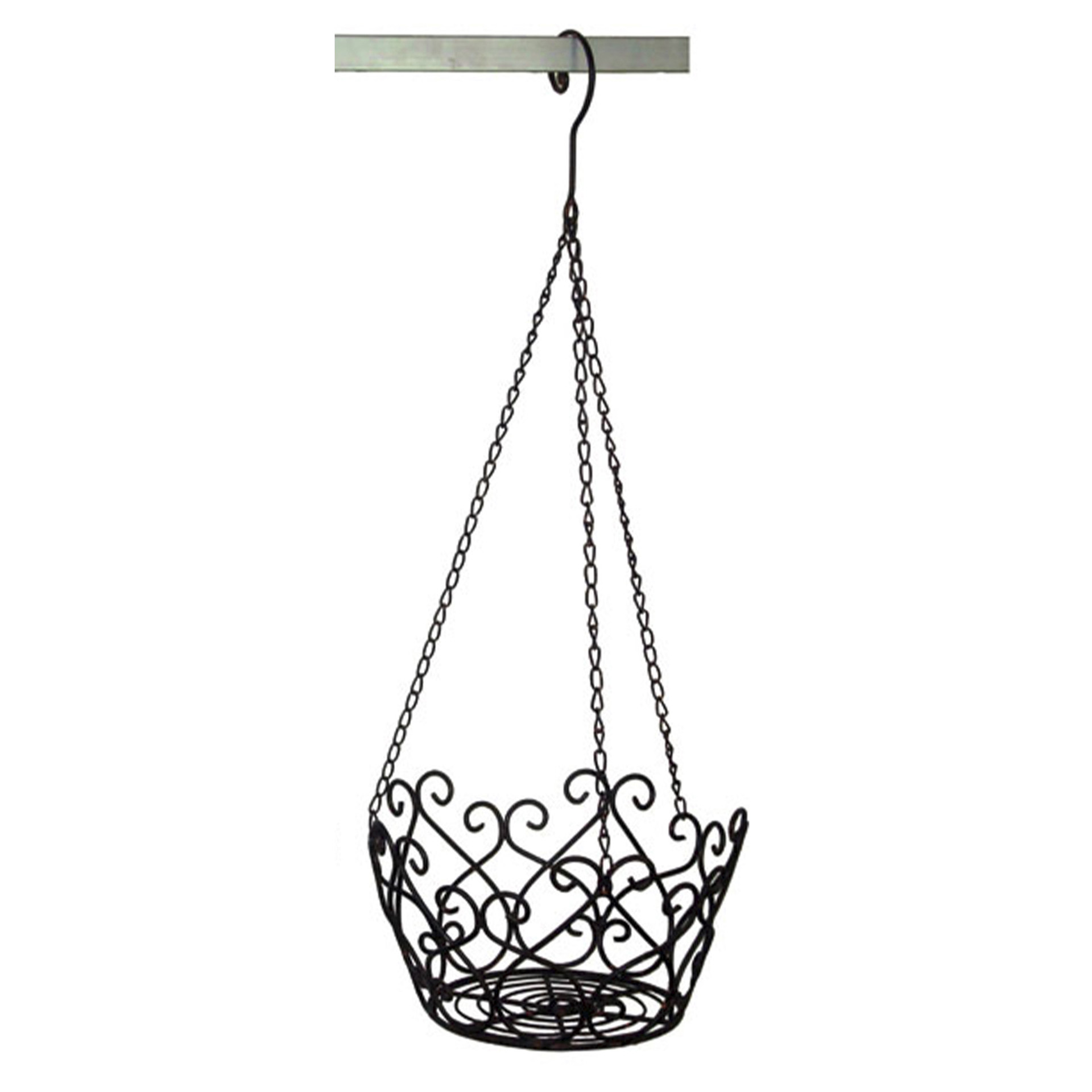 floraler Korb aus Metall mit 3 Ketten zum Aufhängen