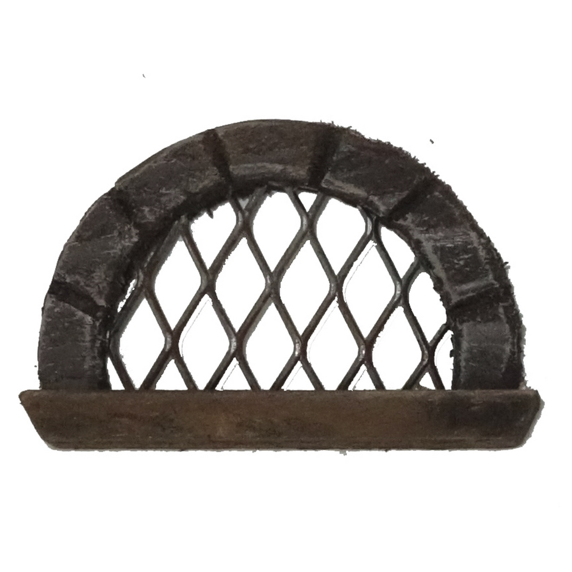 Fensterbogen  aus Holz mit Gitter 4cm