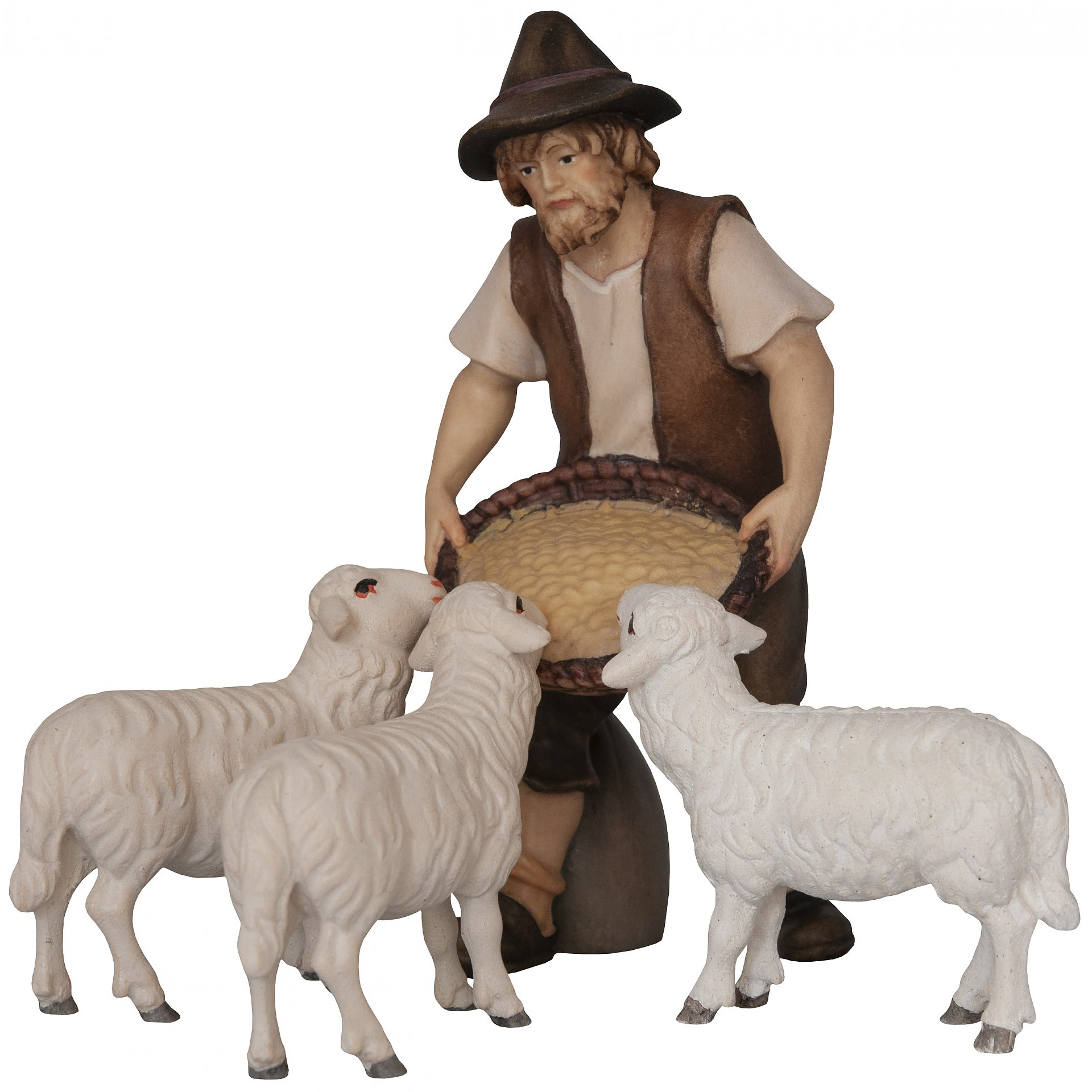 Krippenfigur Hirte mit Schafen  Bethlehem Krippe color