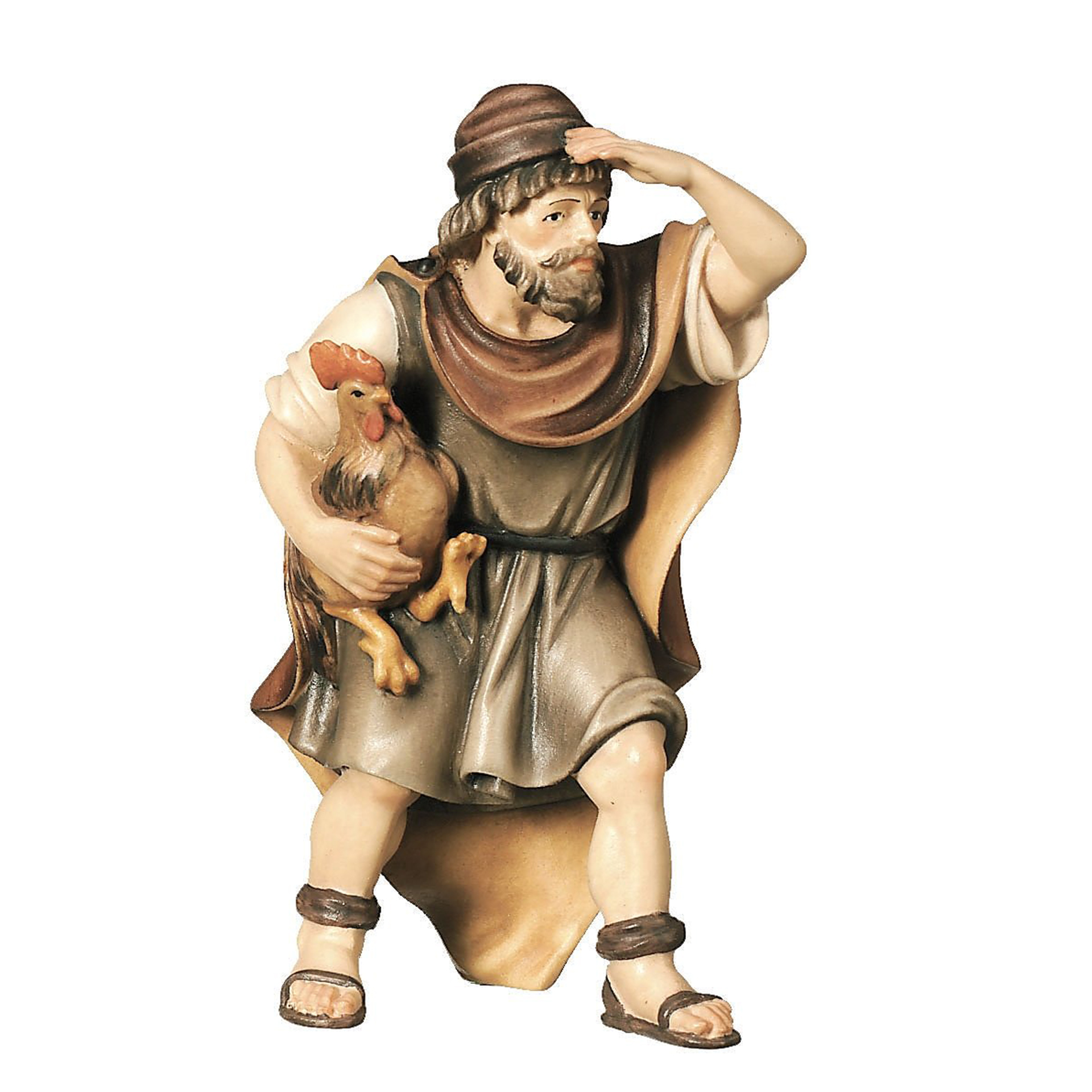 Hirte mit Hahn Bethlehem Krippe Krippenfigur