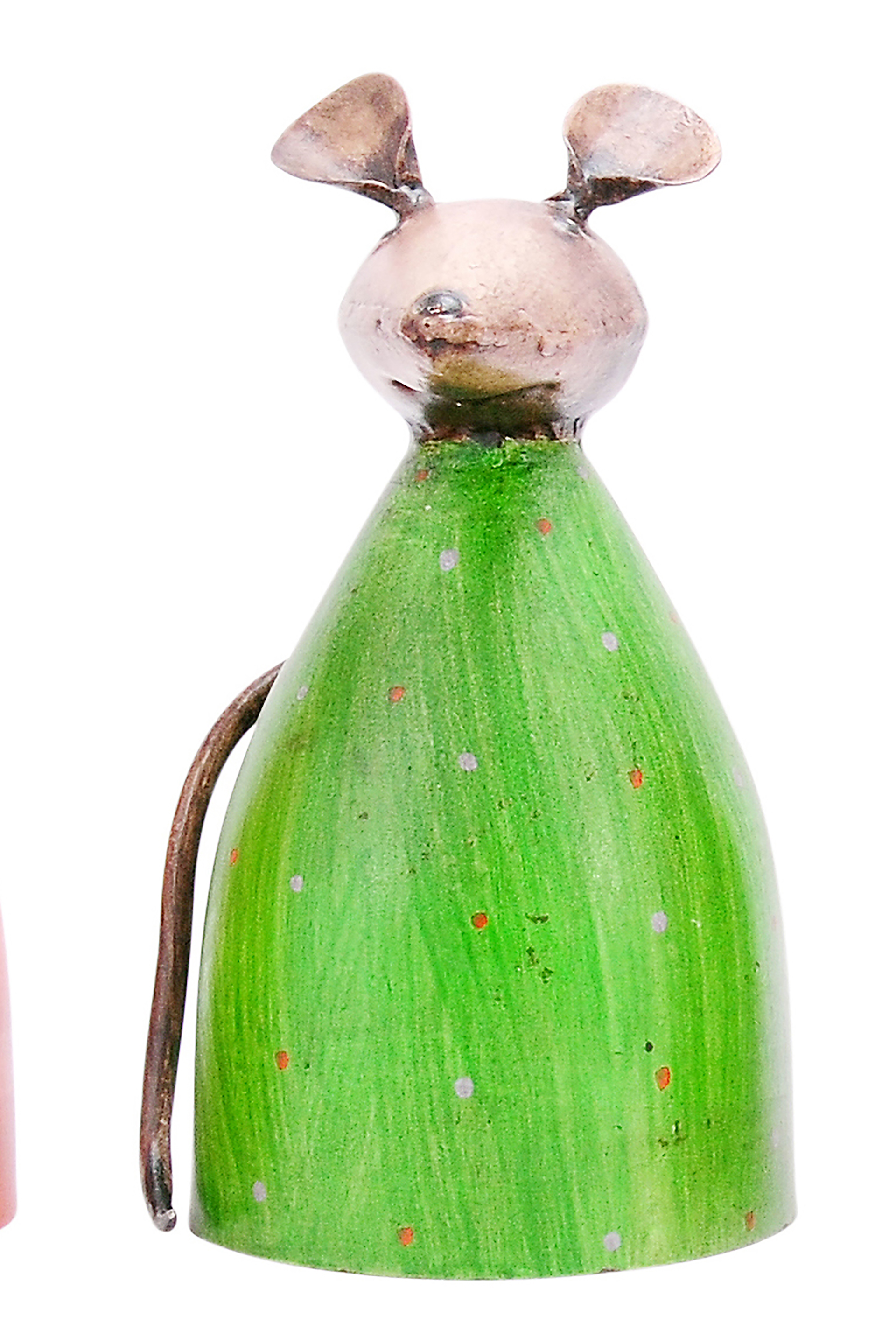 Zaunhocker Maus grün-gepunktet