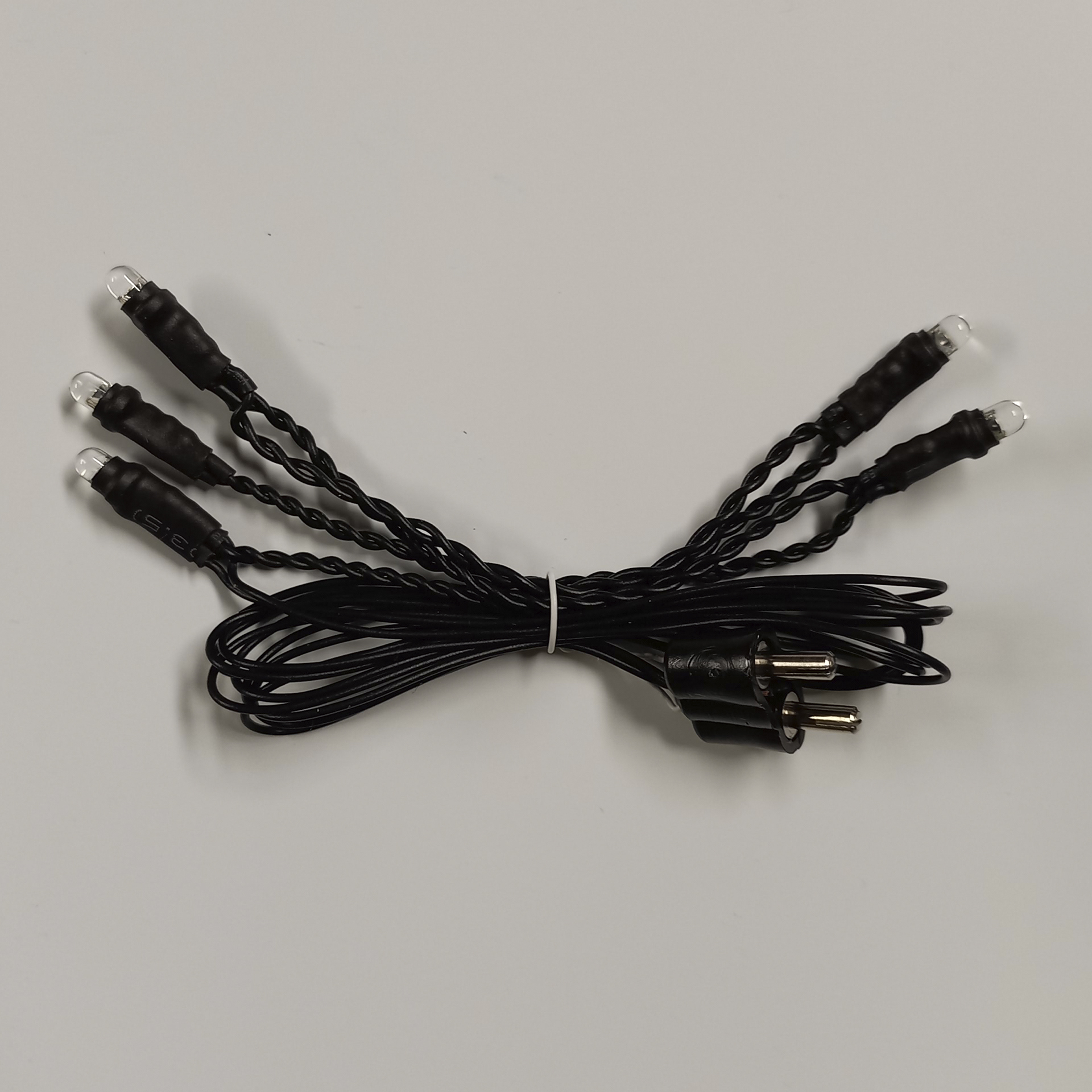 Miniatur Lichterkette mit 5 LED Birnchen, Kabel schwarz