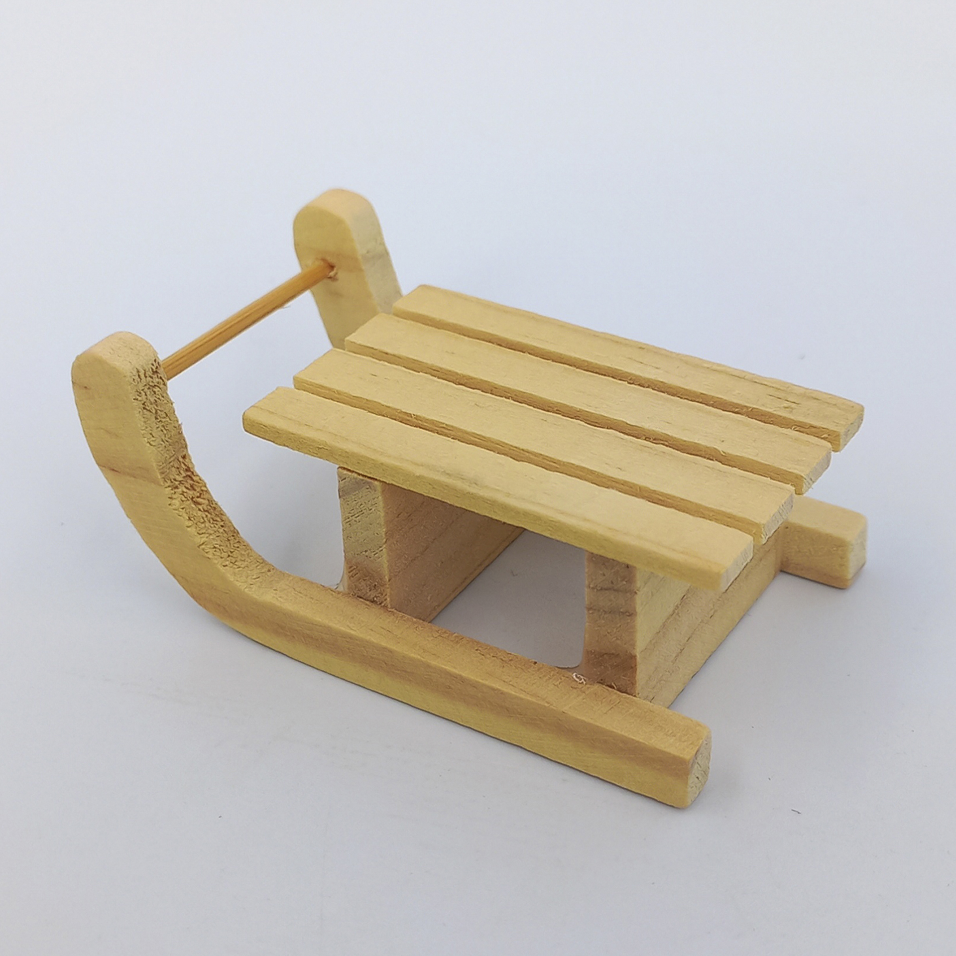 Holzschlitten natur mit Querstange Wichtelzubehör Krippenzubehör