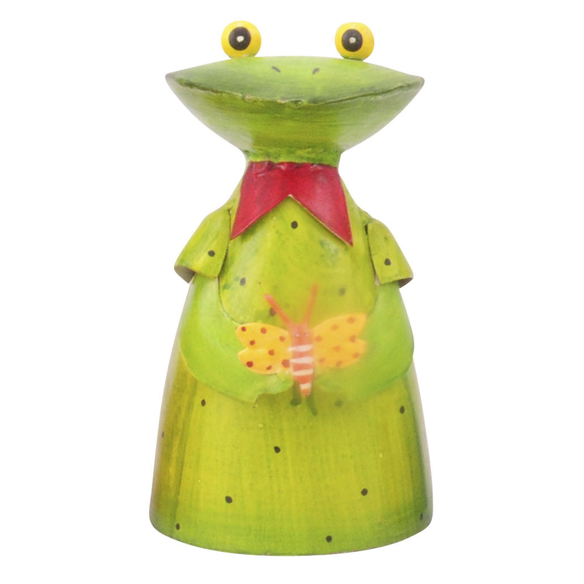 grünes Froschmädchen mit gelb-buntem Schmetterling