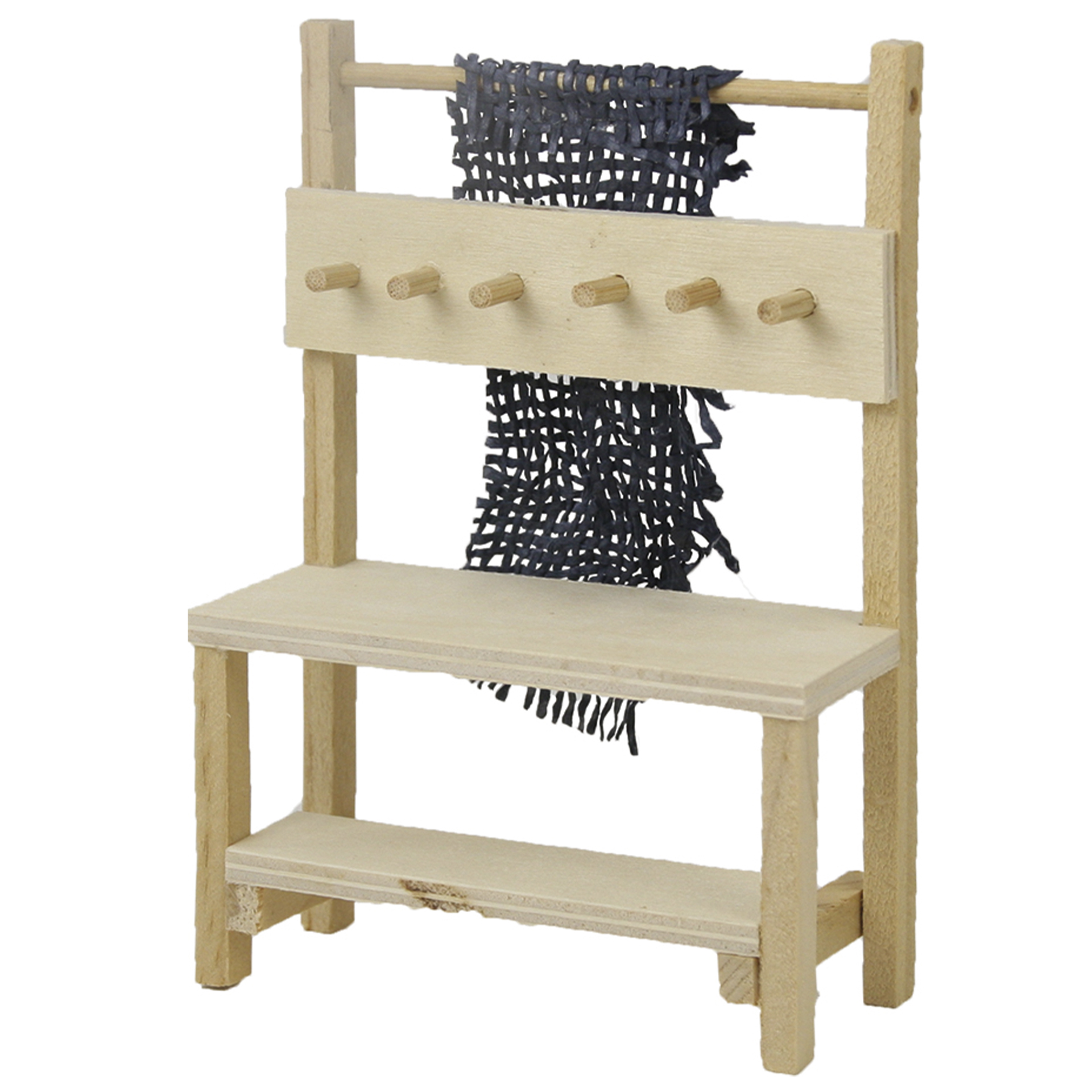 Markstand mit 2 Etagen und Halterungen aus naturbelassenem Holz