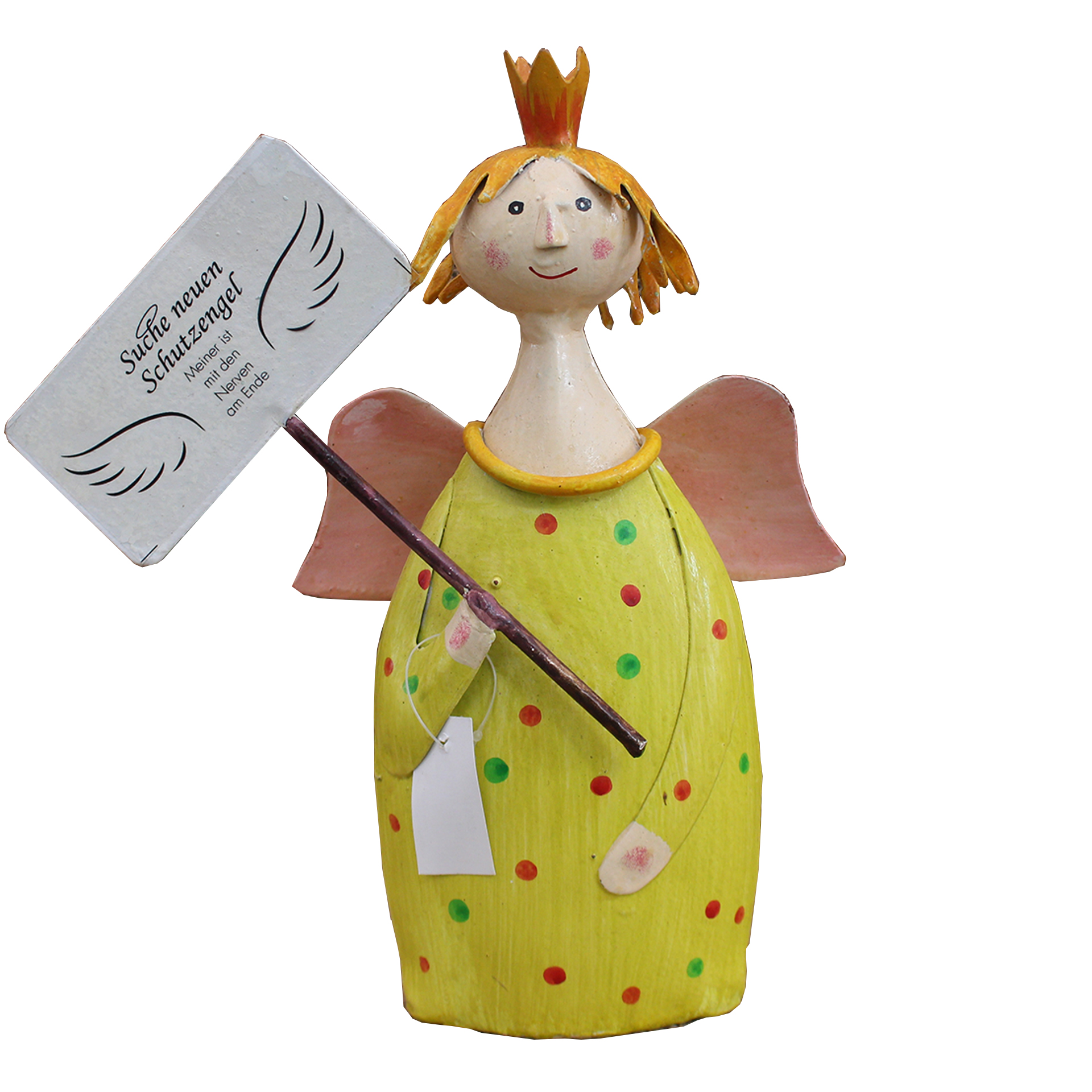 Metallfigur Schutzengel grün "Suche neuen Schutzengel"