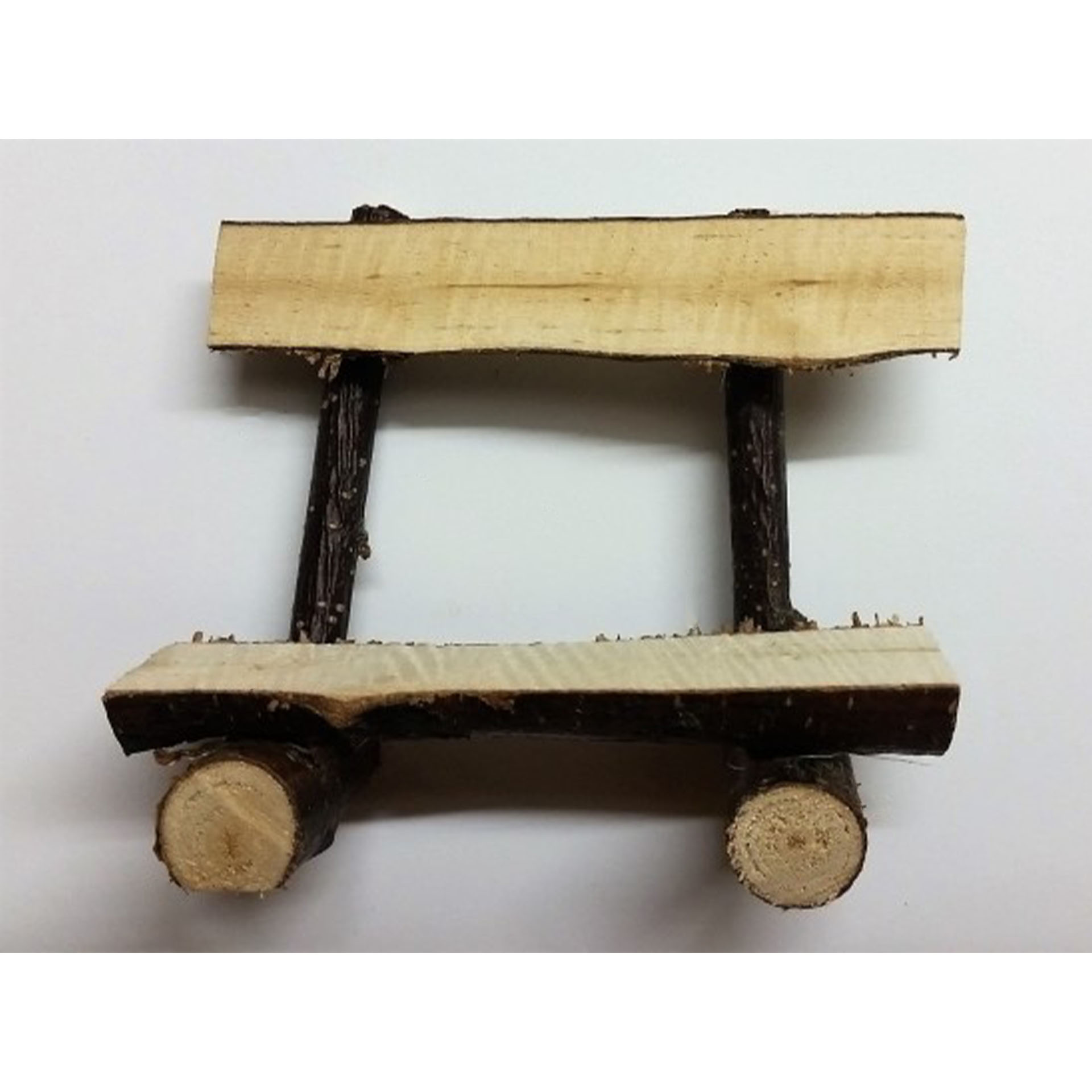 Holzblock-Bank mit Lehne