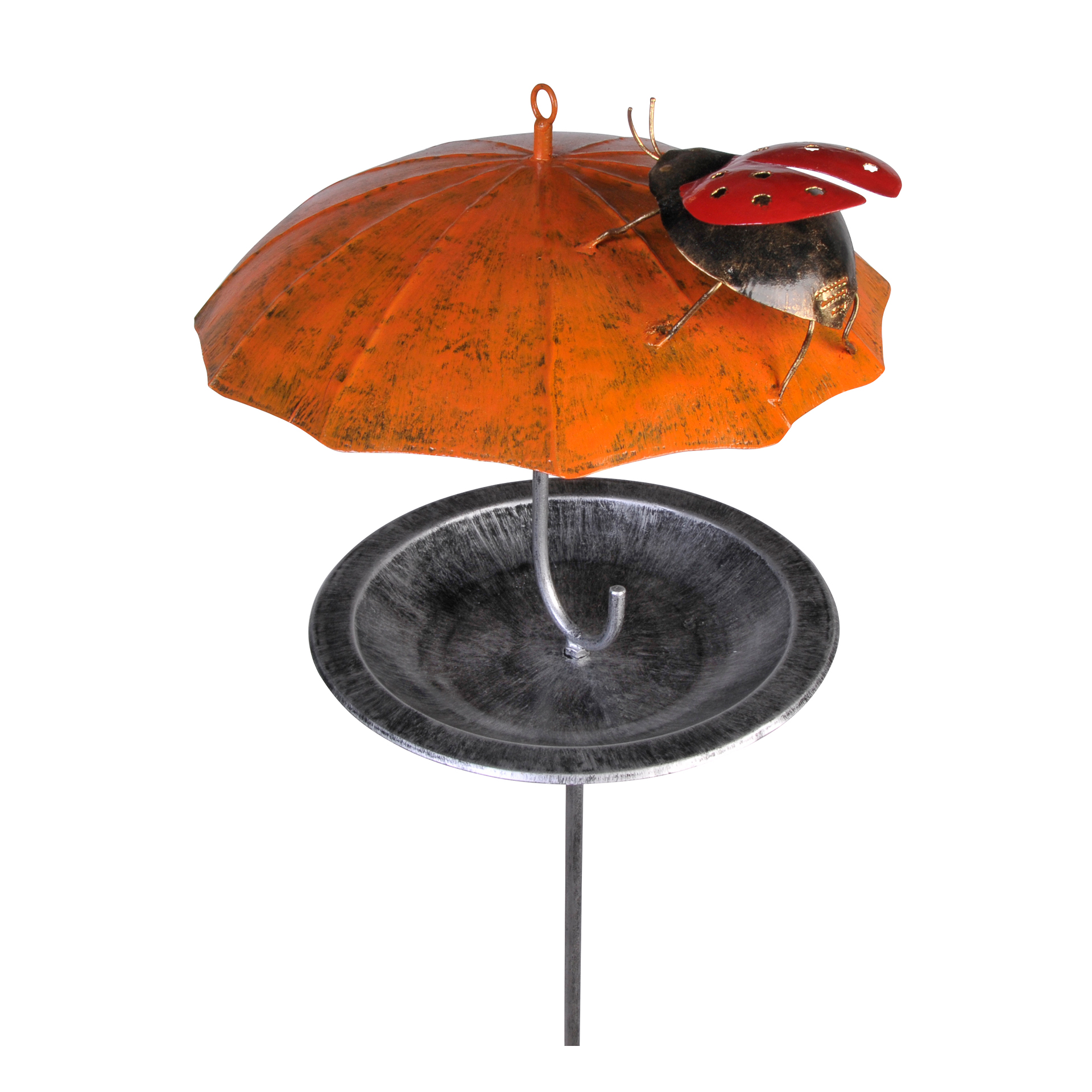 Vogelhaus mit Schirm und Marienkäfer