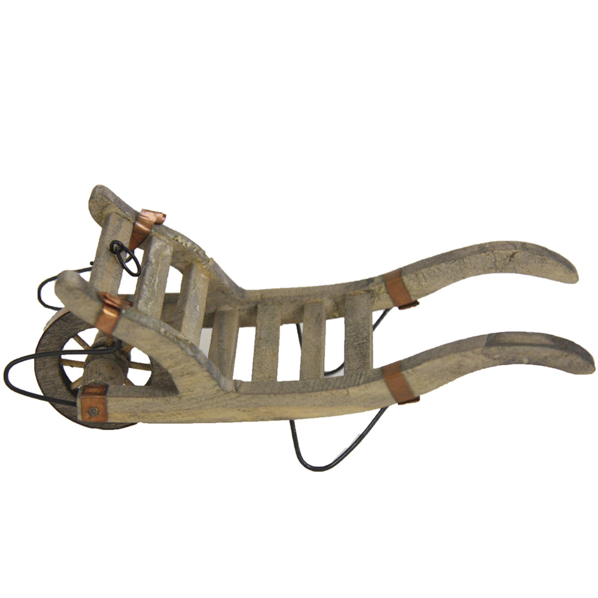 Schubkarre mit Kupferblech als Krippenzubehör und Wichtelzubehör