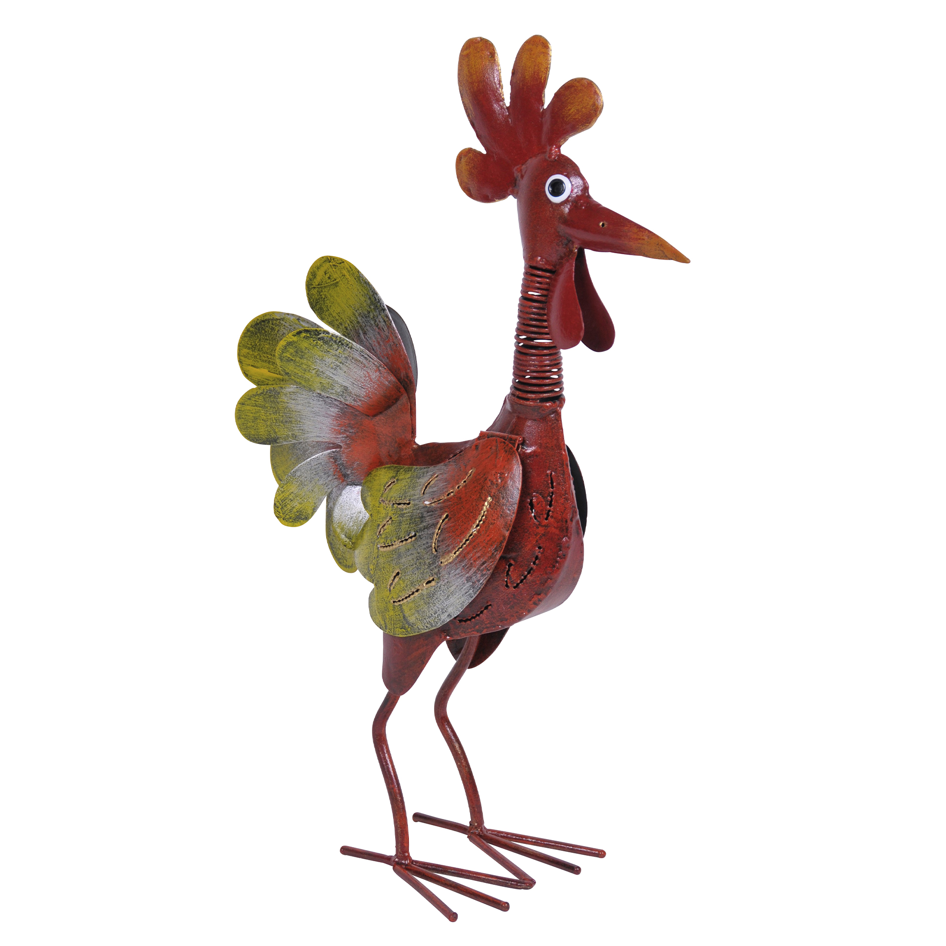 Metallfigur Hahn 'Hans' rot-grün